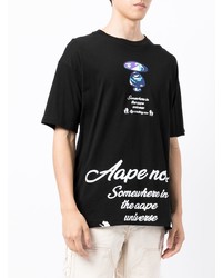 T-shirt à col rond imprimé noir AAPE BY A BATHING APE