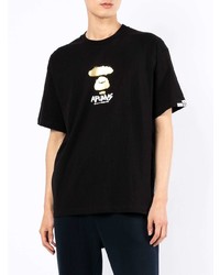 T-shirt à col rond imprimé noir AAPE BY A BATHING APE