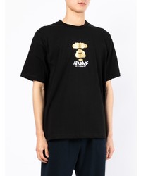 T-shirt à col rond imprimé noir AAPE BY A BATHING APE