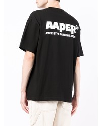 T-shirt à col rond imprimé noir AAPE BY A BATHING APE