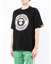 T-shirt à col rond imprimé noir AAPE BY A BATHING APE