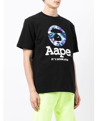 T-shirt à col rond imprimé noir AAPE BY A BATHING APE