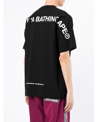 T-shirt à col rond imprimé noir AAPE BY A BATHING APE