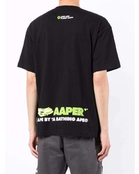 T-shirt à col rond imprimé noir AAPE BY A BATHING APE