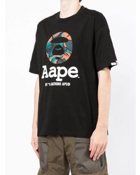 T-shirt à col rond imprimé noir AAPE BY A BATHING APE