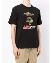 T-shirt à col rond imprimé noir AAPE BY A BATHING APE