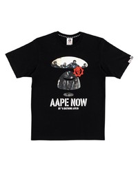 T-shirt à col rond imprimé noir AAPE BY A BATHING APE