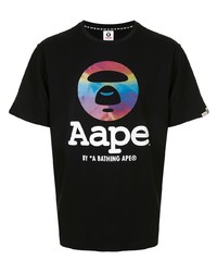 T-shirt à col rond imprimé noir AAPE BY A BATHING APE