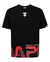 T-shirt à col rond imprimé noir AAPE BY A BATHING APE