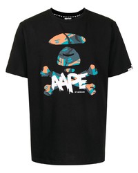 T-shirt à col rond imprimé noir AAPE BY A BATHING APE