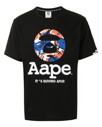 T-shirt à col rond imprimé noir AAPE BY A BATHING APE