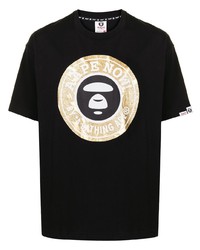 T-shirt à col rond imprimé noir AAPE BY A BATHING APE