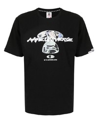 T-shirt à col rond imprimé noir AAPE BY A BATHING APE