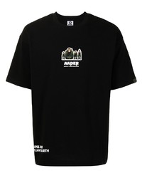 T-shirt à col rond imprimé noir AAPE BY A BATHING APE