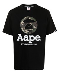 T-shirt à col rond imprimé noir AAPE BY A BATHING APE