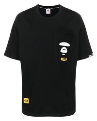 T-shirt à col rond imprimé noir AAPE BY A BATHING APE