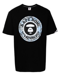 T-shirt à col rond imprimé noir AAPE BY A BATHING APE