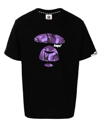 T-shirt à col rond imprimé noir AAPE BY A BATHING APE