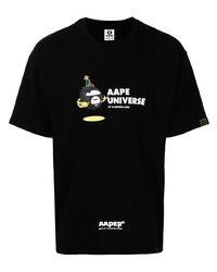 T-shirt à col rond imprimé noir AAPE BY A BATHING APE