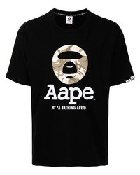 T-shirt à col rond imprimé noir AAPE BY A BATHING APE