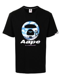 T-shirt à col rond imprimé noir AAPE BY A BATHING APE