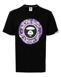 T-shirt à col rond imprimé noir AAPE BY A BATHING APE