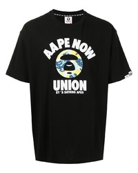 T-shirt à col rond imprimé noir AAPE BY A BATHING APE