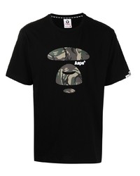 T-shirt à col rond imprimé noir AAPE BY A BATHING APE