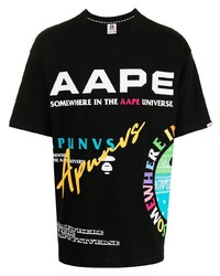 T-shirt à col rond imprimé noir AAPE BY A BATHING APE