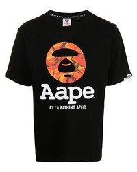 T-shirt à col rond imprimé noir AAPE BY A BATHING APE