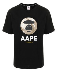 T-shirt à col rond imprimé noir AAPE BY A BATHING APE