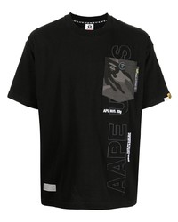 T-shirt à col rond imprimé noir AAPE BY A BATHING APE