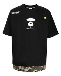 T-shirt à col rond imprimé noir AAPE BY A BATHING APE