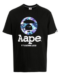 T-shirt à col rond imprimé noir AAPE BY A BATHING APE