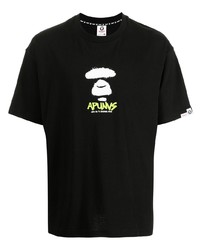 T-shirt à col rond imprimé noir AAPE BY A BATHING APE