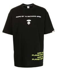 T-shirt à col rond imprimé noir AAPE BY A BATHING APE