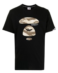 T-shirt à col rond imprimé noir AAPE BY A BATHING APE