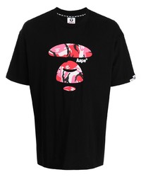 T-shirt à col rond imprimé noir AAPE BY A BATHING APE