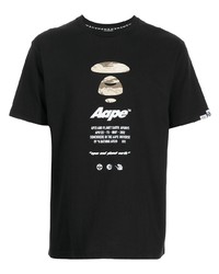 T-shirt à col rond imprimé noir AAPE BY A BATHING APE