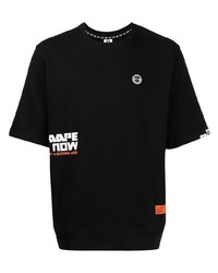 T-shirt à col rond imprimé noir AAPE BY A BATHING APE