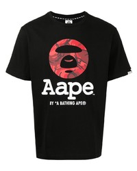 T-shirt à col rond imprimé noir AAPE BY A BATHING APE