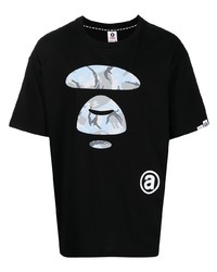 T-shirt à col rond imprimé noir AAPE BY A BATHING APE