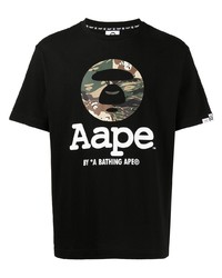 T-shirt à col rond imprimé noir AAPE BY A BATHING APE