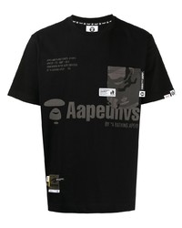 T-shirt à col rond imprimé noir AAPE BY A BATHING APE