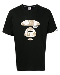 T-shirt à col rond imprimé noir AAPE BY A BATHING APE