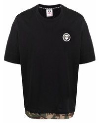 T-shirt à col rond imprimé noir AAPE BY A BATHING APE