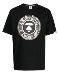 T-shirt à col rond imprimé noir AAPE BY A BATHING APE