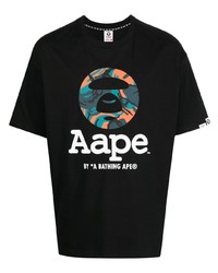 T-shirt à col rond imprimé noir AAPE BY A BATHING APE