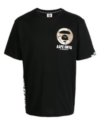 T-shirt à col rond imprimé noir AAPE BY A BATHING APE