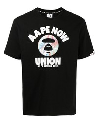 T-shirt à col rond imprimé noir AAPE BY A BATHING APE